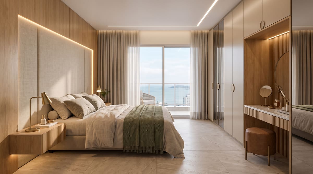 Quarto de casal planejado — Casa Baobá