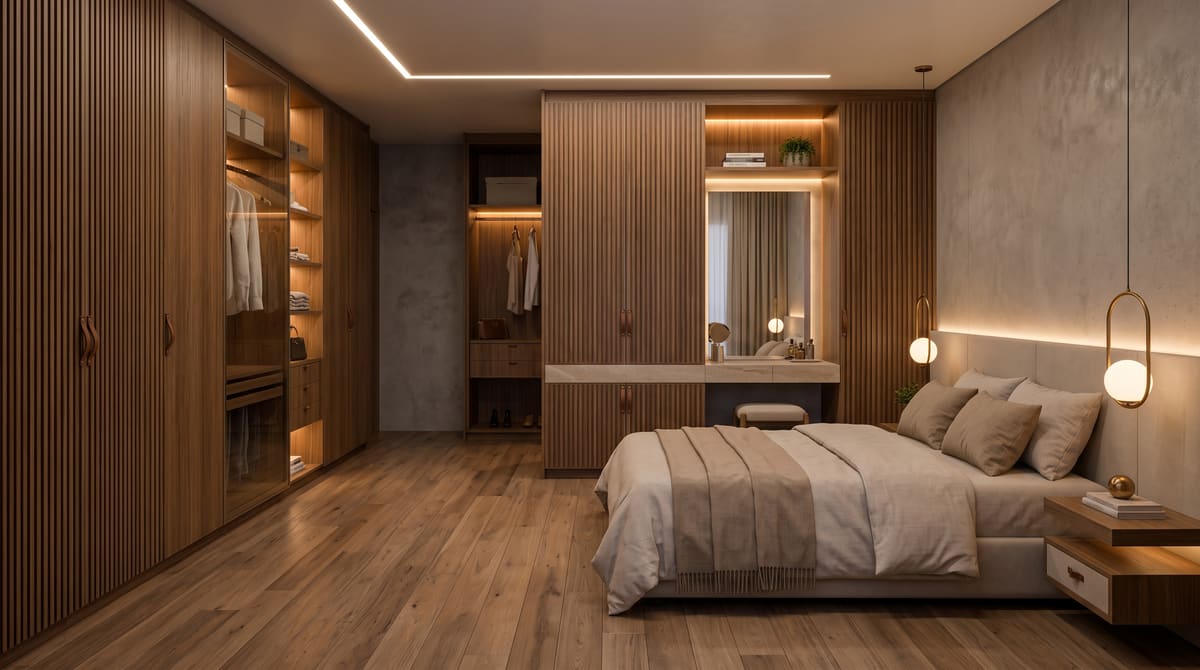 Dormitório casal com guarda-roupa planejado