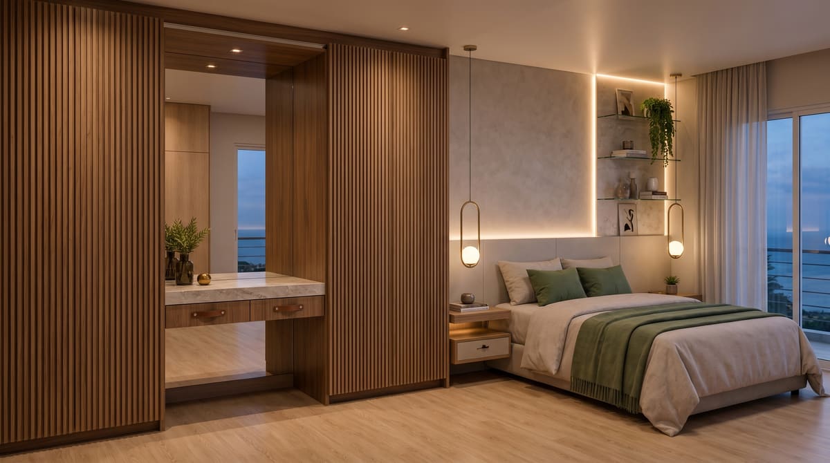 Quarto de casal contemporâneo planejado