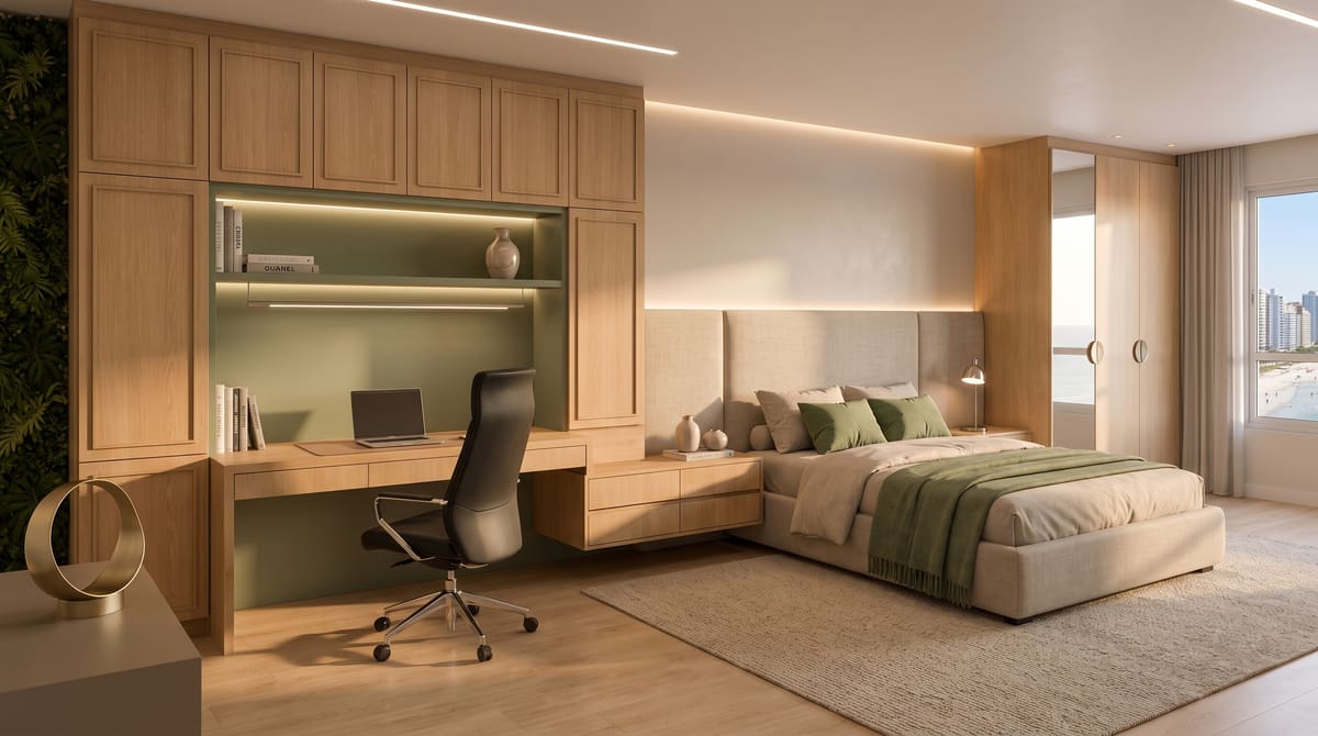 Quarto juvenil moderno com beliche planejado